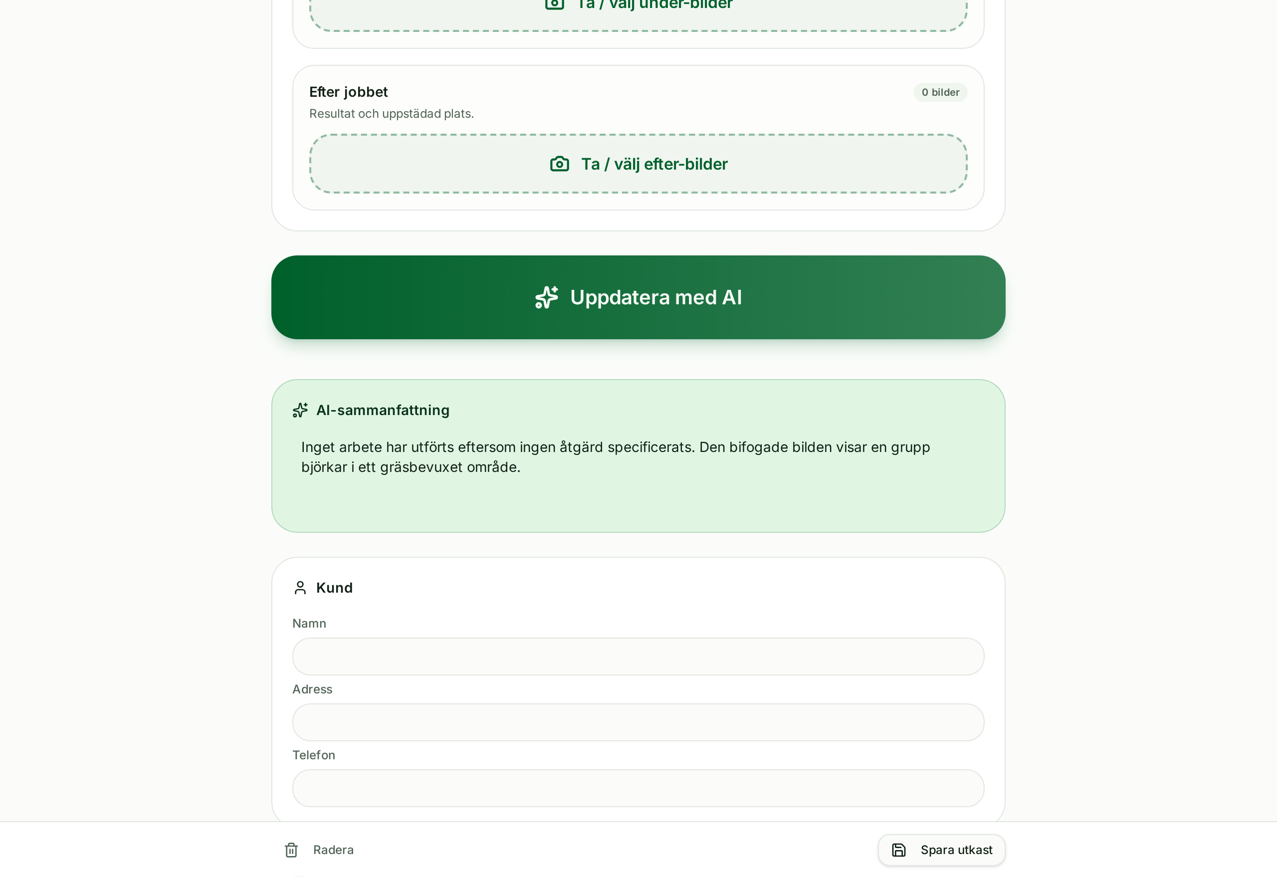 Arbetsorder med bildfaser och automatisk sammanfattning